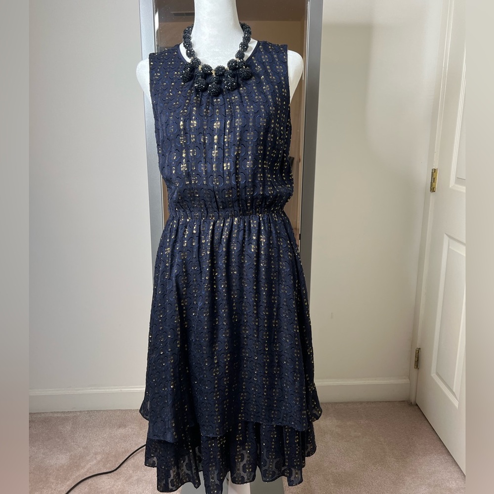 J. Crew Gold Metallic Textured Dot Dress